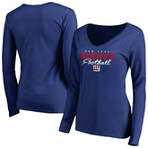 New York Giants Women's Iconic Collection Script Assist Long Sleeve V-Neck T-Shirt - Royal for sale