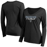 Las Vegas Raiders Women's Iconic Collection Script Assist Long Sleeve V-Neck T-Shirt - Black discount