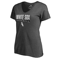 Chicago White Sox Women's Win Stripe V-Neck T-Shirt Ash