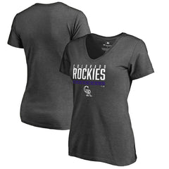 Colorado Rockies Women's Win Stripe V-Neck T-Shirt Ash