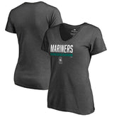 Seattle Mariners Women's Win Stripe V-Neck T-Shirt Ash