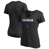 Colorado Rockies Women's Fade Out V-Neck T-Shirt Black