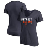 Detroit Tigers Women's Fade Out V-Neck T-Shirt Navy