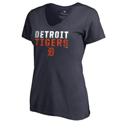 Detroit Tigers Women's Fade Out V-Neck T-Shirt Navy