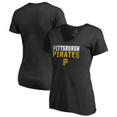 Pittsburgh Pirates Women's Fade Out V-Neck T-Shirt Black