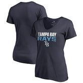 Tampa Bay Rays Women's Fade Out V-Neck T-Shirt Navy