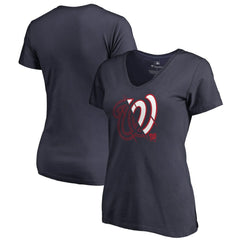 Washington Nationals Women's X-Ray V-Neck T-Shirt Navy
