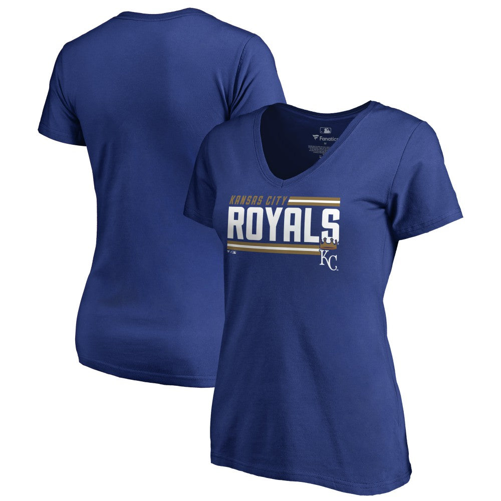 Kansas City Royals Women's Onside Stripe V-Neck T-Shirt Royal