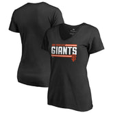 San Francisco Giants Women's Onside Stripe V-Neck T-Shirt Black