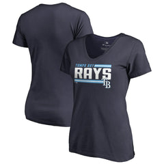 Tampa Bay Rays Women's Onside Stripe V-Neck T-Shirt Navy