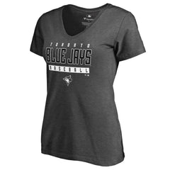 Toronto Blue Jays Women's Charcoal Stack V-Neck T-Shirt Ash