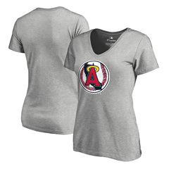 California Angels Women's Cooperstown Collection Vintage Forbes V-Neck T-Shirt Heathered Gray