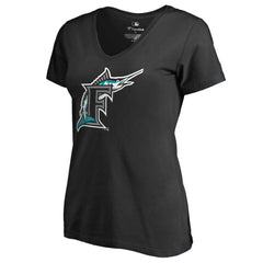 Florida Marlins Women's Cooperstown Collection Vintage Forbes V-Neck T-Shirt Black