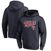 Minnesota Twins Team Lockup Fitted Pullover Hoodie Navy