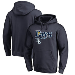 Tampa Bay Rays Team Lockup Fitted Pullover Hoodie Navy