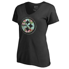 Pittsburgh Steelers Women's Lovely V-Neck T-Shirt - Black cheap