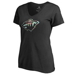 Minnesota Wild Women's Lovely V-Neck T-Shirt - Black T-shirts