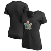 Toronto Maple Leafs Women's Lovely V-Neck T-Shirt - Black T-shirts