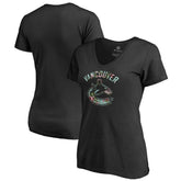 Vancouver Canucks Women's Lovely V-Neck T-Shirt - Black T-shirts