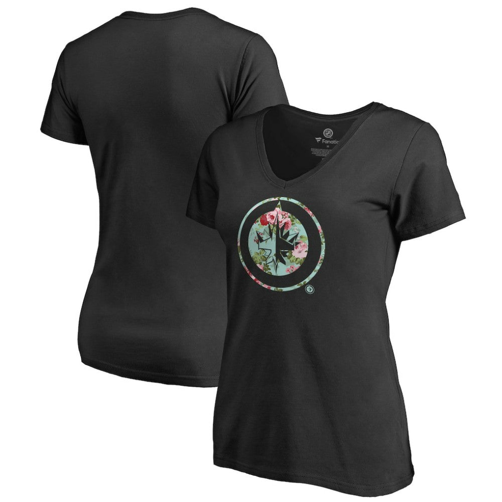 Winnipeg Jets Women's Lovely V-Neck T-Shirt - Black T-shirts