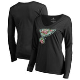 St. Louis Blues Women's Lovely Long Sleeve V-Neck T-Shirt - Black T-shirts
