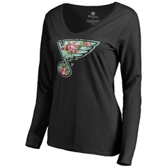 St. Louis Blues Women's Lovely Long Sleeve V-Neck T-Shirt - Black T-shirts