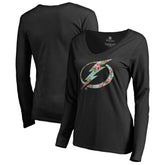 Tampa Bay Lightning Women's Lovely Long Sleeve V-Neck T-Shirt - Black T-shirts