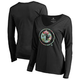 Winnipeg Jets Women's Lovely Long Sleeve V-Neck T-Shirt - Black T-shirts