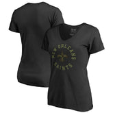 New Orleans Saints Women's Camo Collection Liberty V-Neck T-Shirt - Black on sale