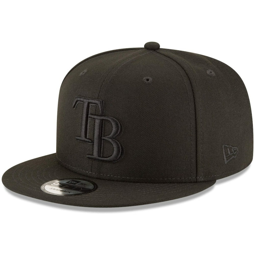 Tampa Bay Rays Black on Black 9FIFTY Team Snapback Adjustable Hat Black