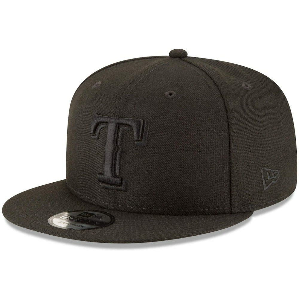 Texas Rangers Black on Black 9FIFTY Team Snapback Adjustable Hat Black