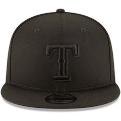 Texas Rangers Black on Black 9FIFTY Team Snapback Adjustable Hat Black