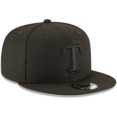 Texas Rangers Black on Black 9FIFTY Team Snapback Adjustable Hat Black