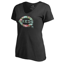 Cincinnati Reds Women's Lovely V-Neck T-Shirt Black