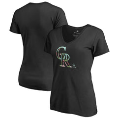 Colorado Rockies Women's Lovely V-Neck T-Shirt Black