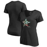 Houston Astros Women's Lovely V-Neck T-Shirt Black