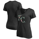 Kansas City Royals Women's Lovely V-Neck T-Shirt Black