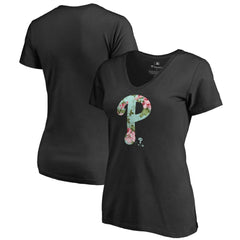 Philadelphia Phillies Women's Lovely V-Neck T-Shirt Black