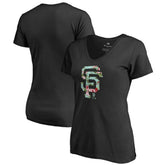 San Francisco Giants Women's Lovely V-Neck T-Shirt Black