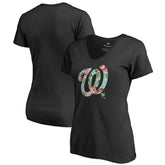 Washington Nationals Women's Lovely V-Neck T-Shirt Black