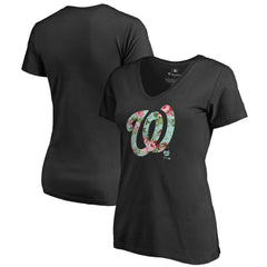 Washington Nationals Women's Lovely V-Neck T-Shirt Black