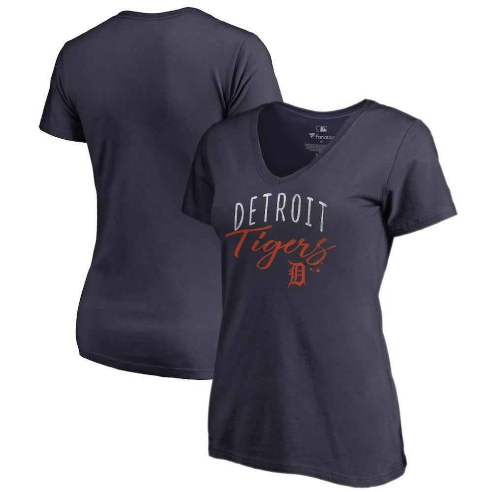 Detroit Tigers Women's Graceful V-Neck T-Shirt Navy