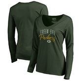 Green Bay Packers Women's Graceful Long Sleeve V-Neck T-Shirt - Green for sale