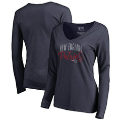 New England Patriots Women's Graceful Long Sleeve V-Neck T-Shirt - Navy cheap