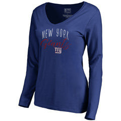 New York Giants Women's Graceful Long Sleeve V-Neck T-Shirt - Royal online