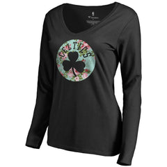 Boston Celtics Women's Lovely V-Neck Long Sleeve T-Shirt - Black discount