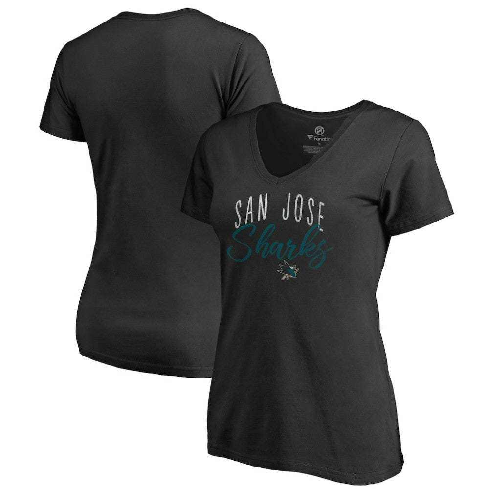 San Jose Sharks Women's Graceful V-Neck T-Shirt - Black T-shirts