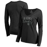 Los Angeles Kings Women's Graceful Long Sleeve V-Neck T-Shirt - Black T-shirts