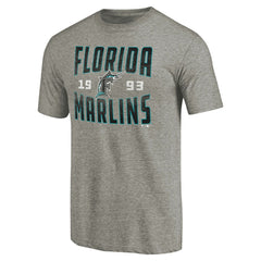 Florida Marlins Cooperstown Collection Vintage Antique Stack Tri-Blend T-Shirt Gray