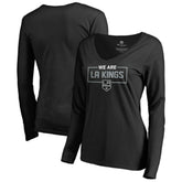 Los Angeles Kings Women's Iconic Collection We Are Long Sleeve V-Neck T-Shirt - Black T-shirts
